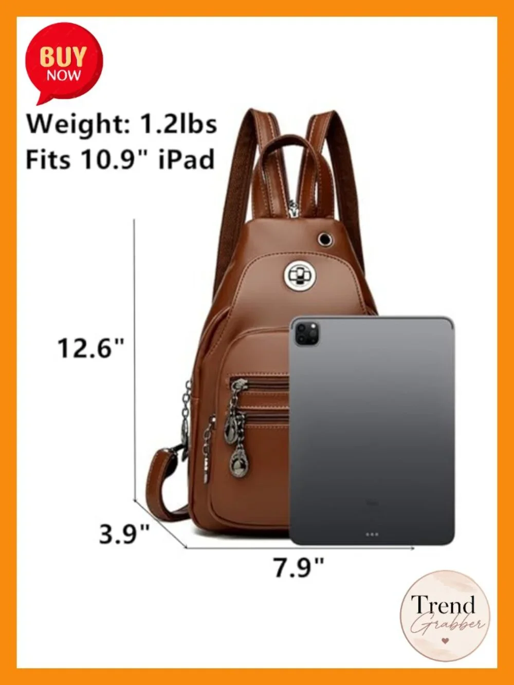 Convertible Leather Sling Backpack Purse Anti-Theft Travel Daypack Fits iPad